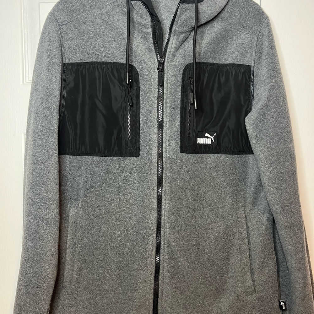 Puma Charcoal and Black Hooded Jacket